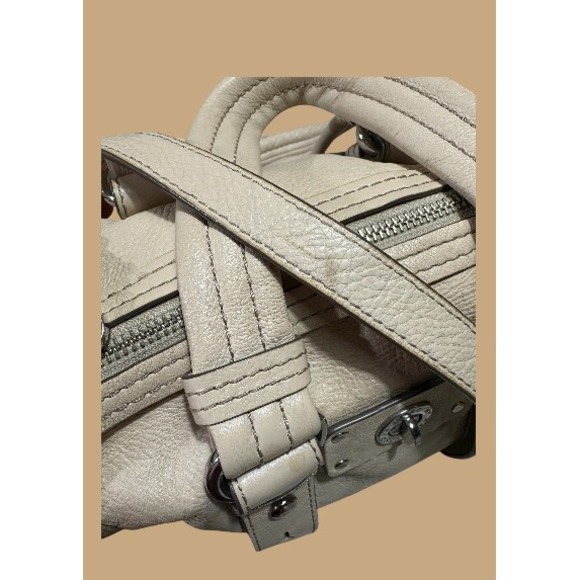 Marc Jacobs Totally Turnlock Lil Shifty Satchel Cream Leather Bag Convertible - Picture 5 of 11